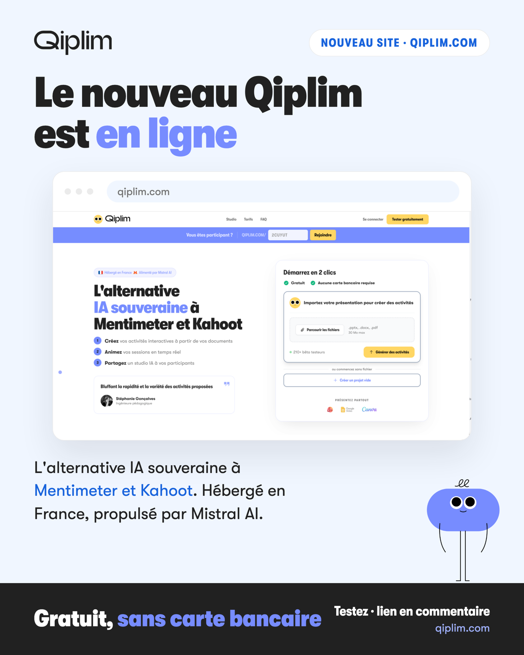 Qiplim LinkedIn post visual — new site launch