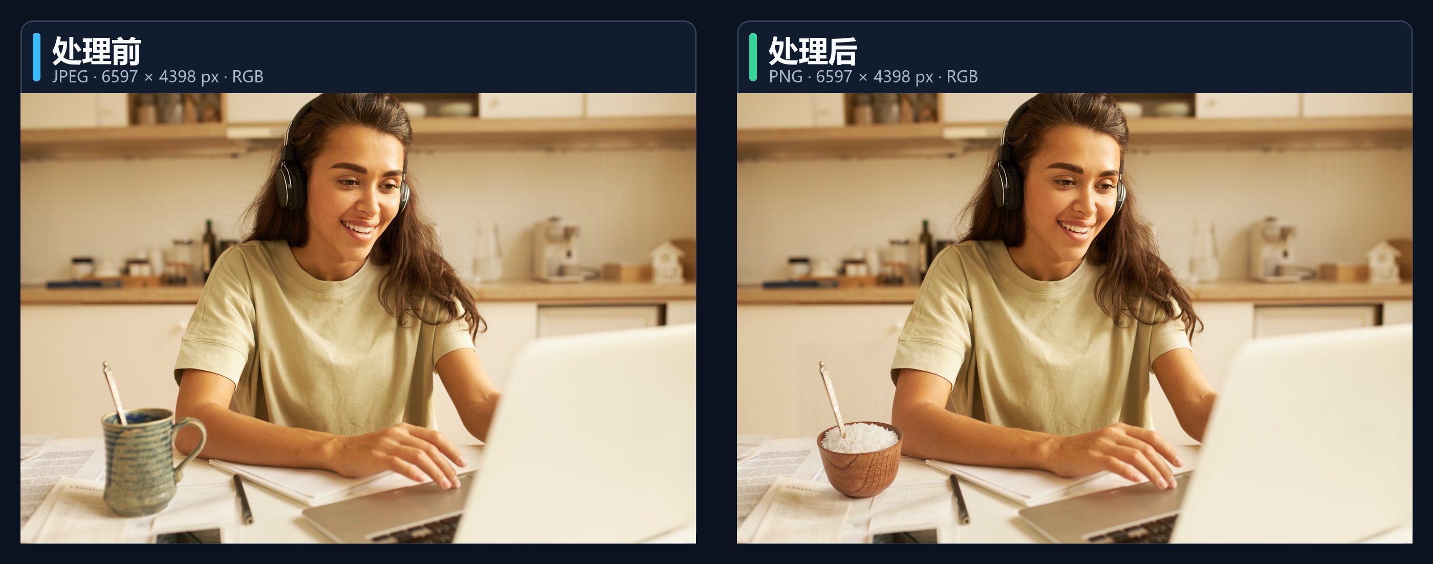 物品替换处理前后对比