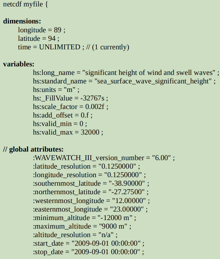 netCDF 的头文件(header)