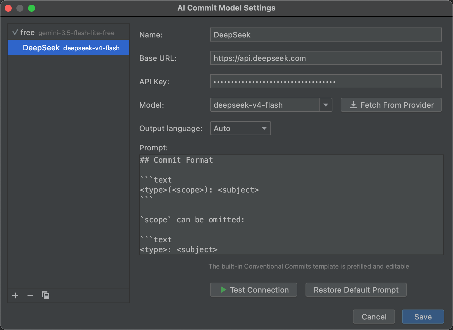 Configure the AI provider and model in JetBrains