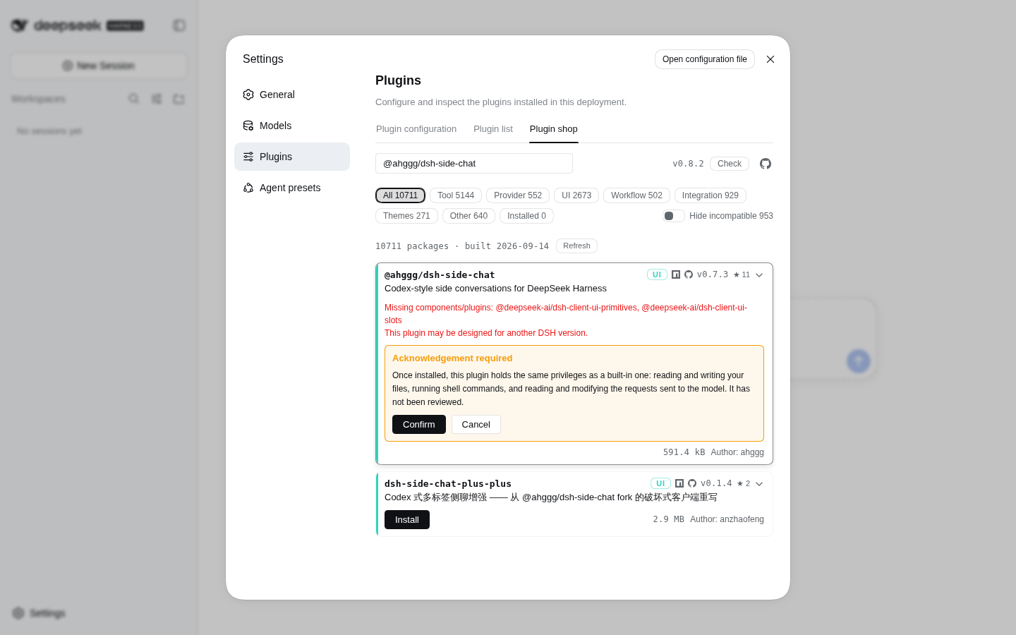 Installing an unreviewed plugin requires an explicit acknowledgement