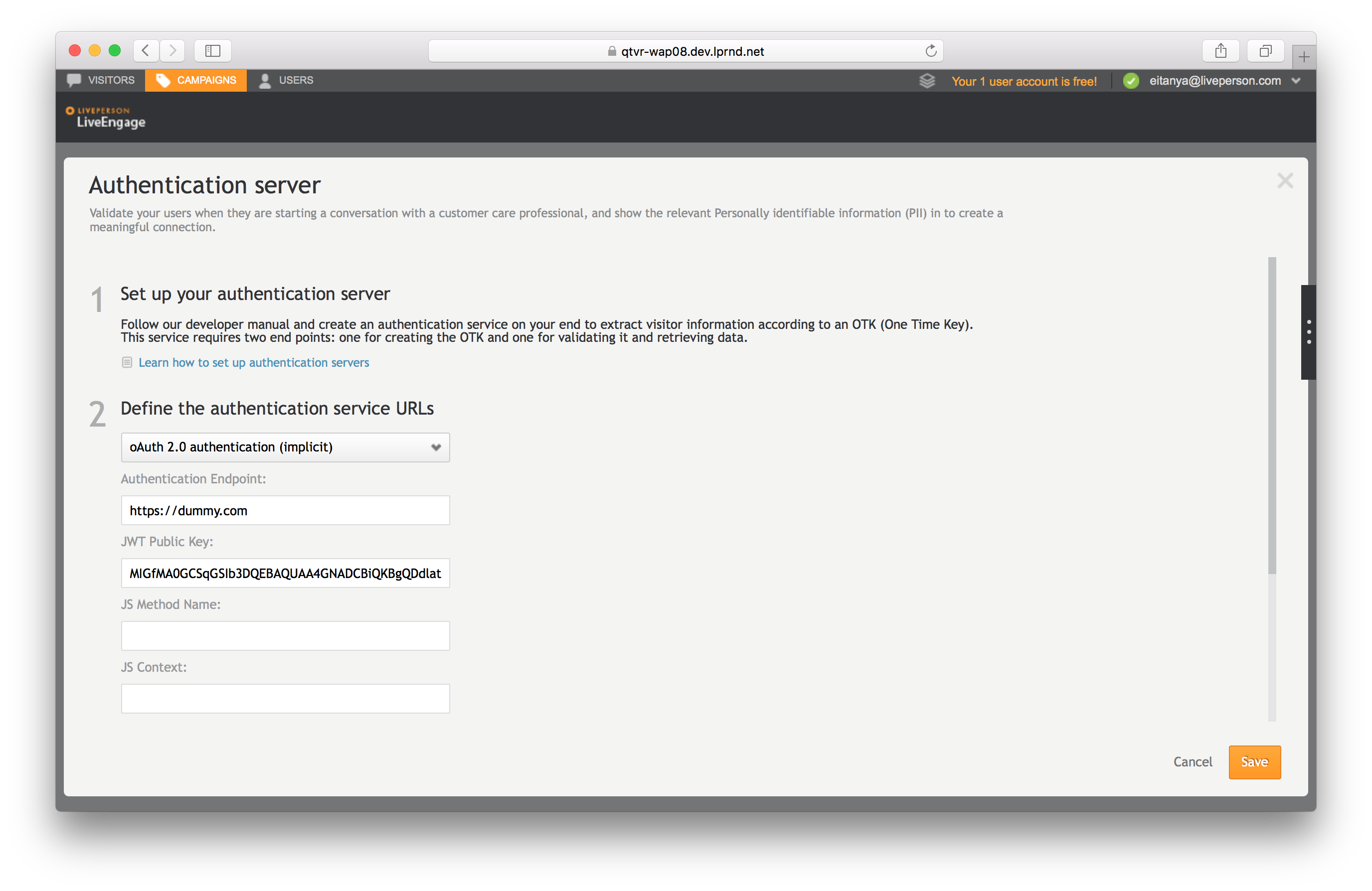 Authentication | LivePerson Technical Documentation