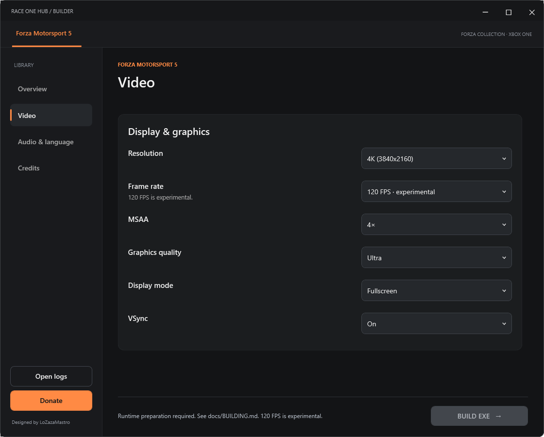 FM5 video settings