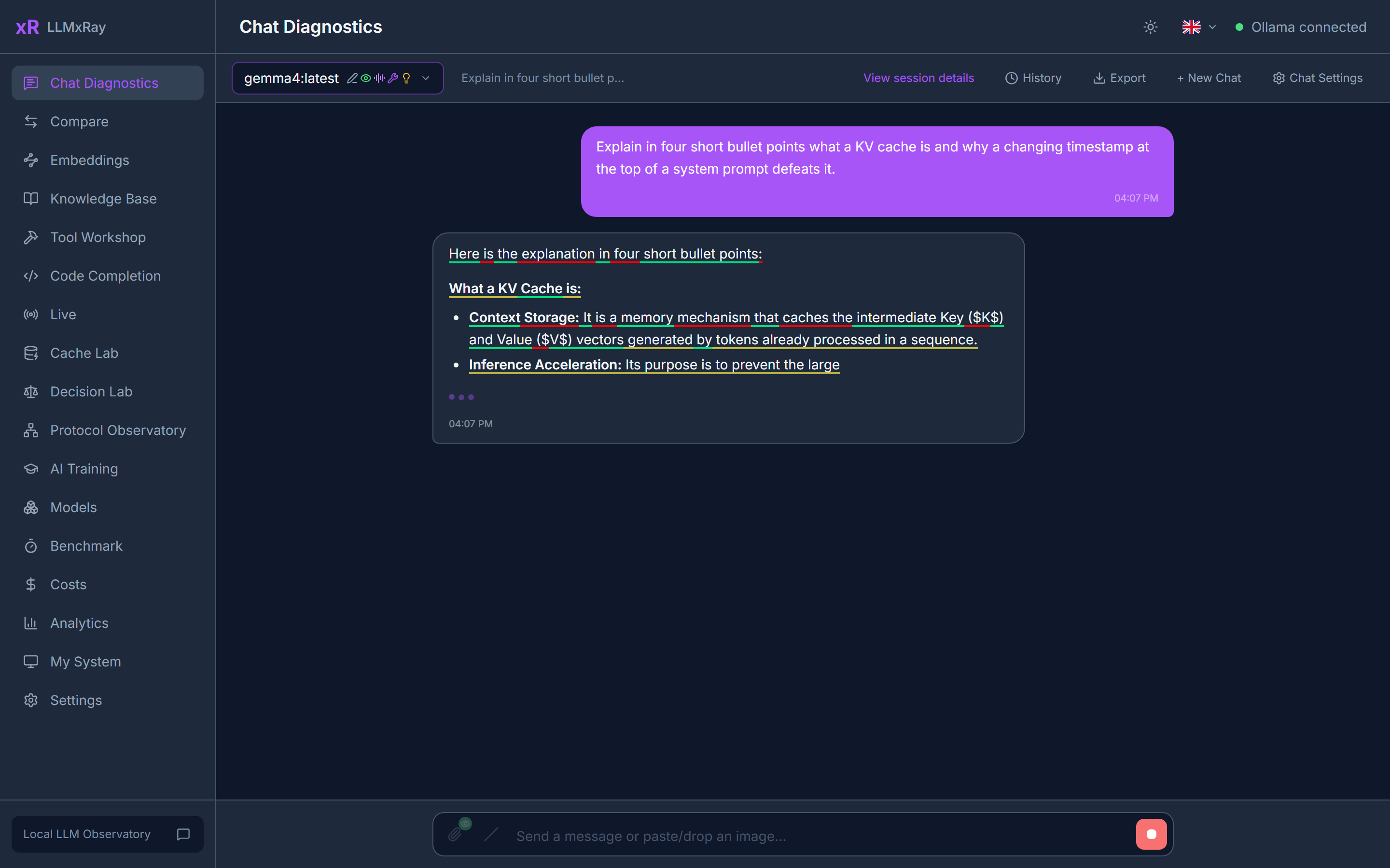 Chat: a response streaming with confidence colouring
