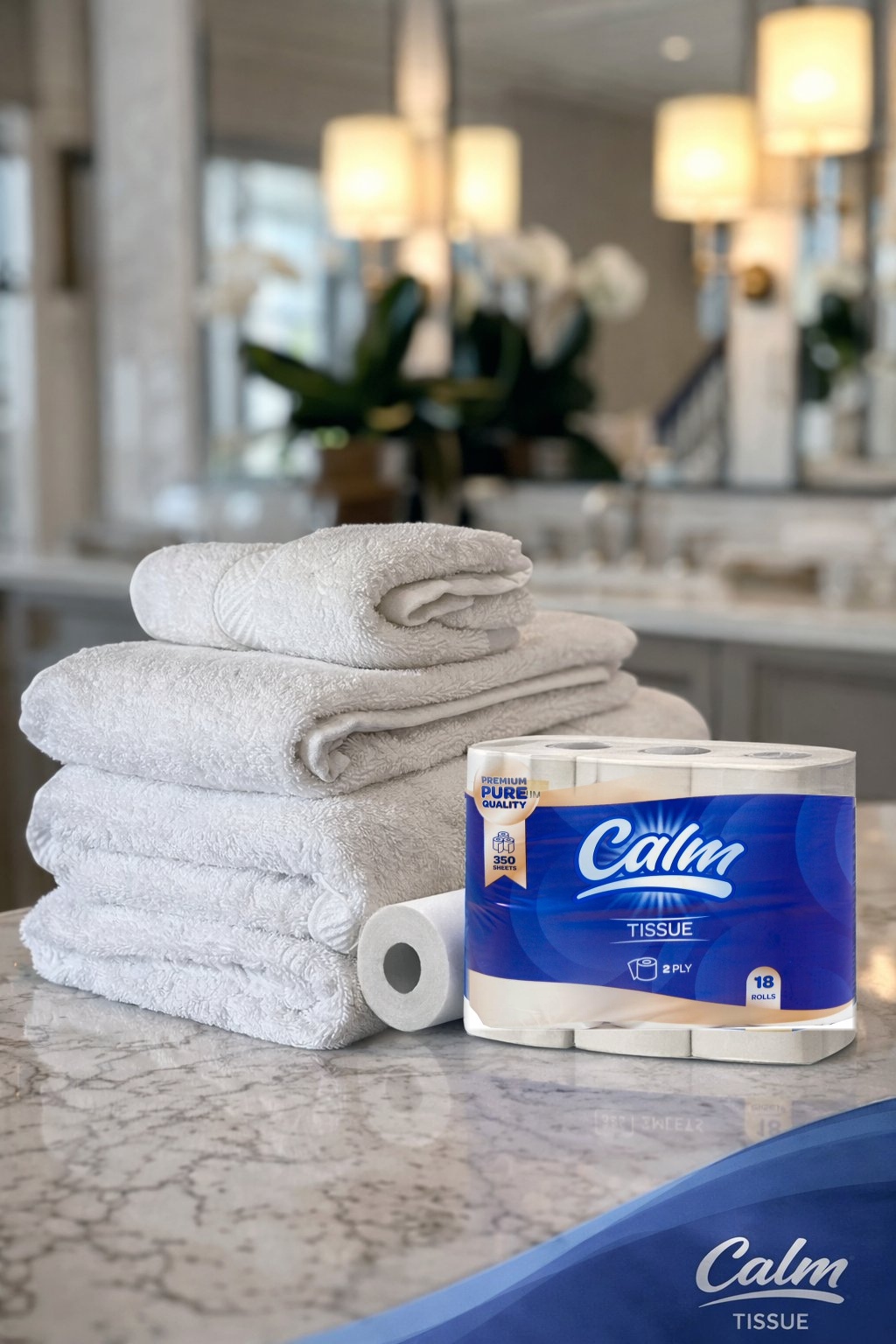 Stacked white towels