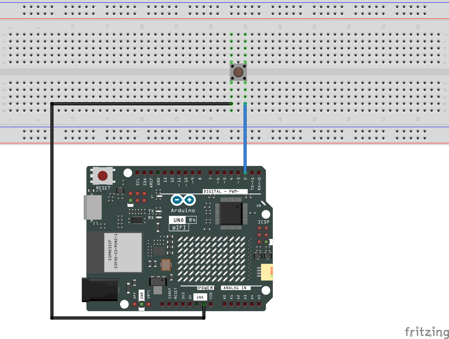 Fritzing Circuit Arduino UNO R4 WiFi Digital Input Pullup