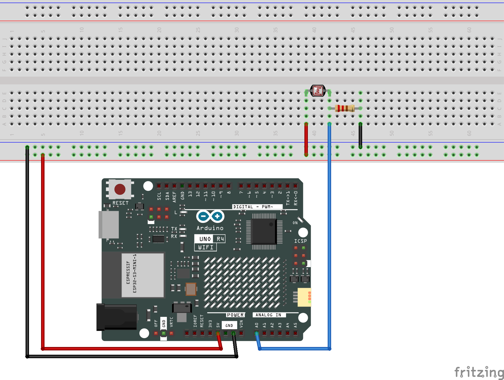 Fritzing Circuit Arduino UNO R4 WiFi Analog Input