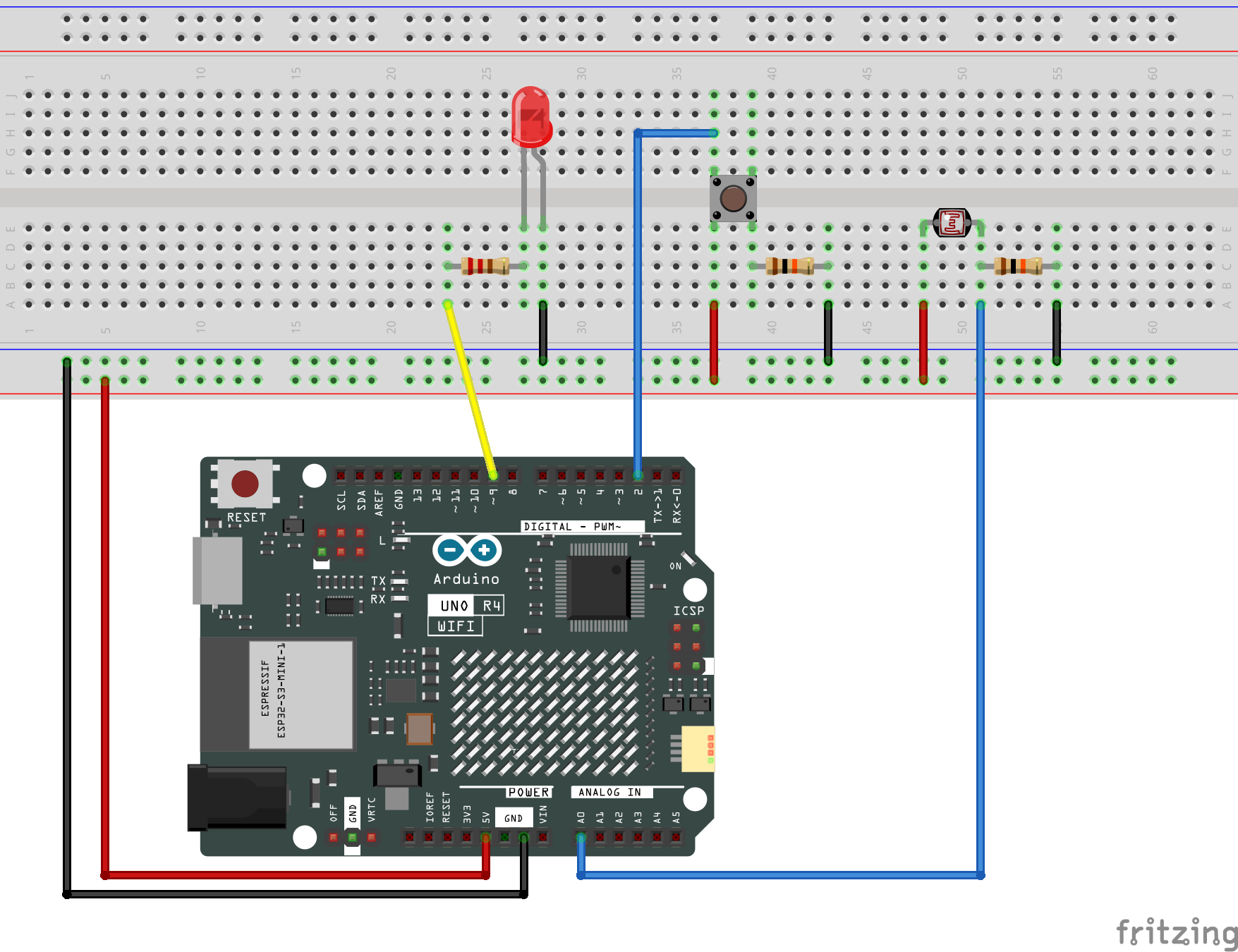 Fritzing Circuit Arduino UNO R4 WiFi While Statement Conditional