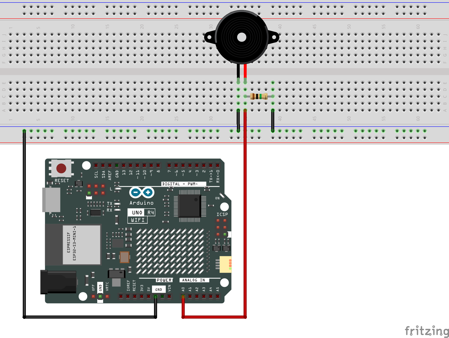 Fritzing Circuit Arduino UNO R4 WiFi Knock