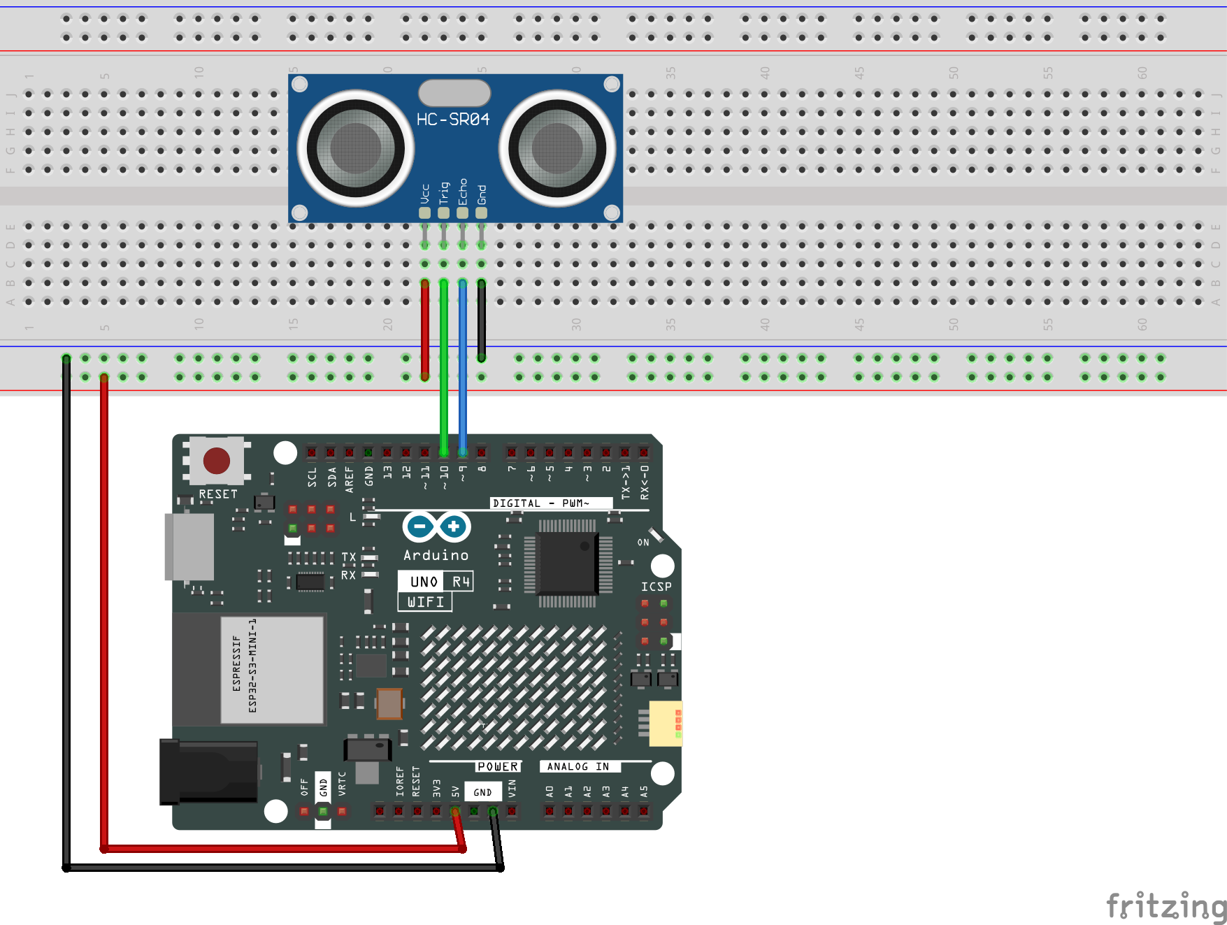 Fritzing Circuit Arduino UNO R4 WiFi Ping