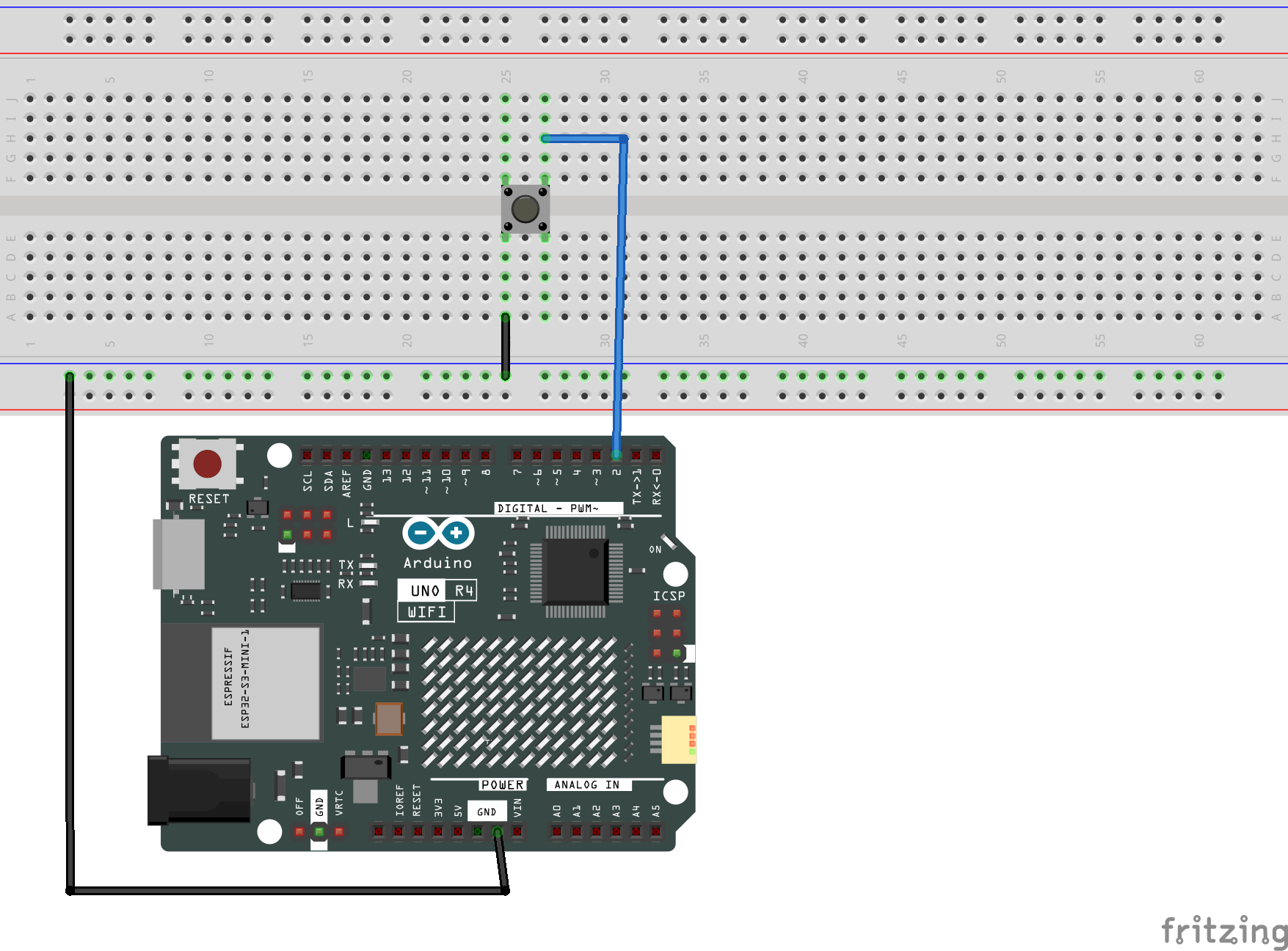 Fritzing Circuit Arduino UNO R4 WiFi Keyboard Layout