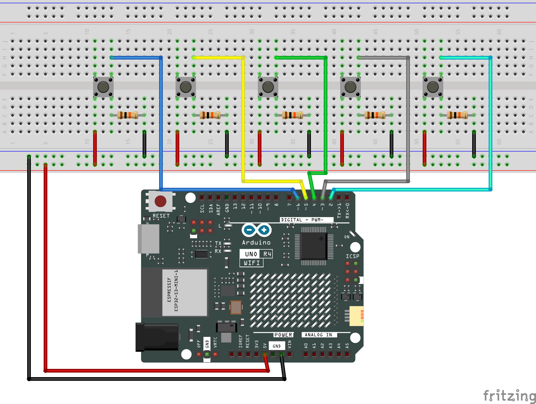 Fritzing Circuit Arduino UNO R4 WiFi Keyboard And Mouse Control