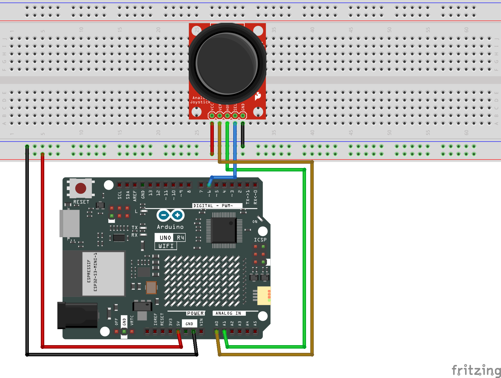 Fritzing Circuit Arduino UNO R4 WiFi Mouse JoystickMouseControl