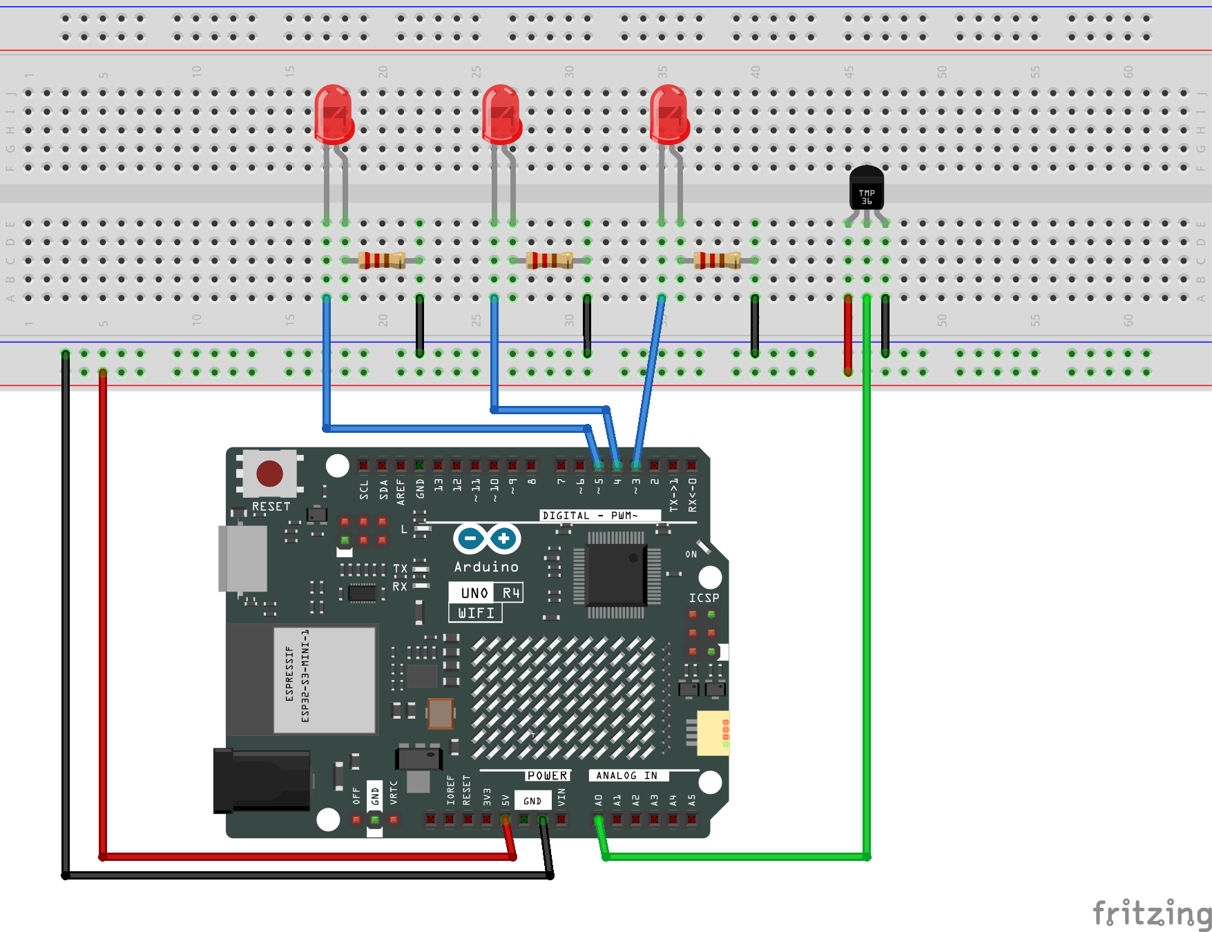 Fritzing Circuit Arduino UNO R4 WiFi LoveOMeter