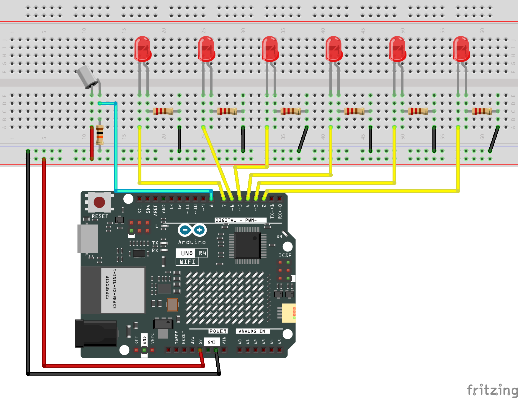 Fritzing Circuit Arduino UNO R4 WiFi DigitalHourglass