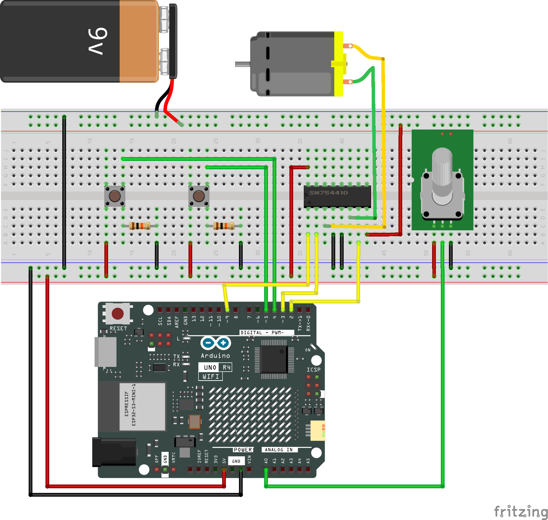 Fritzing Circuit Arduino UNO R4 WiFi Zoetrope