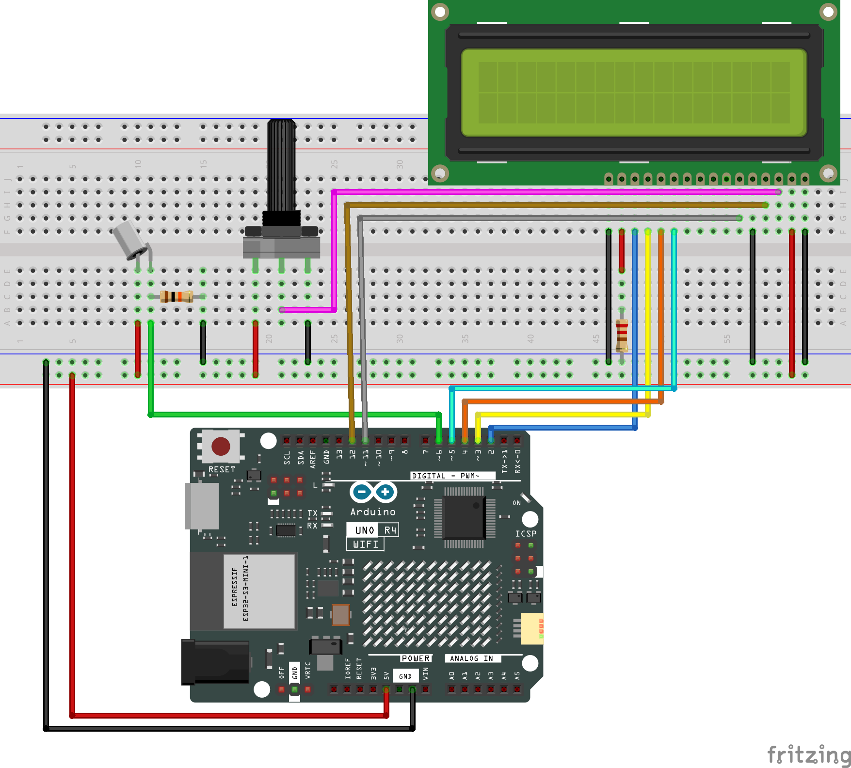 Fritzing Circuit Arduino UNO R4 WiFi CrystalBall