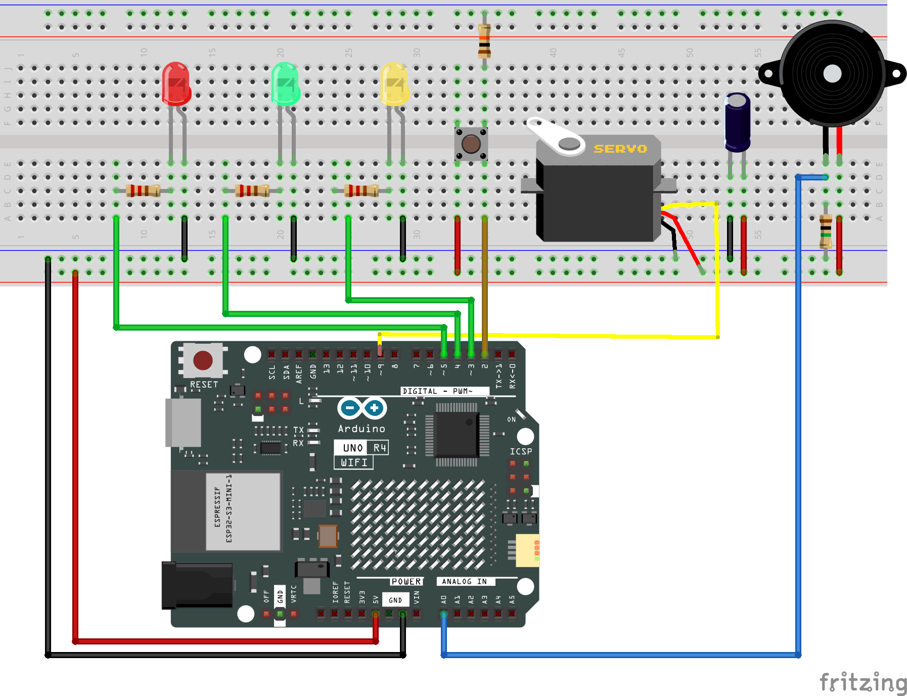 Fritzing Circuit Arduino UNO R4 WiFi KnockLock