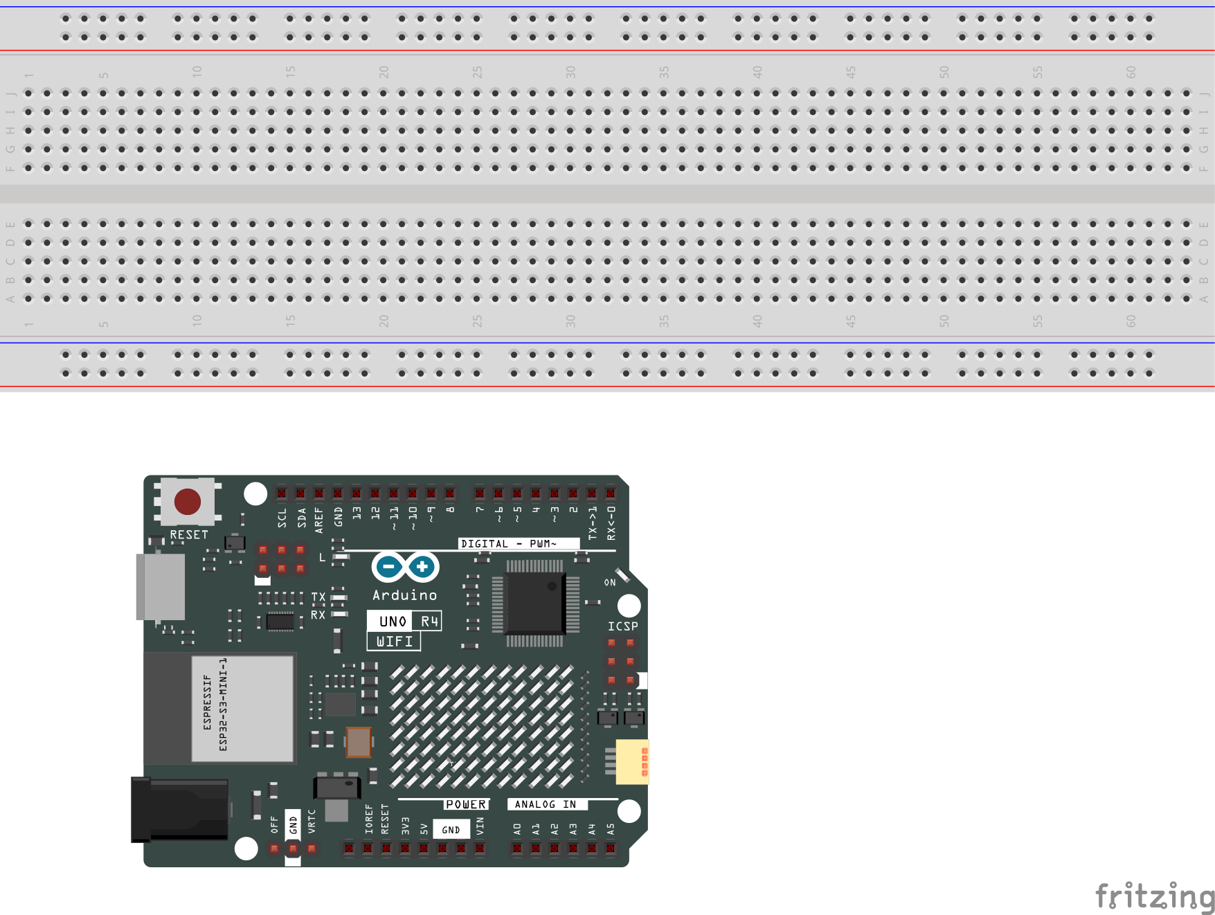 Fritzing Load Arduino UNO R4 WiFi with Breadboard