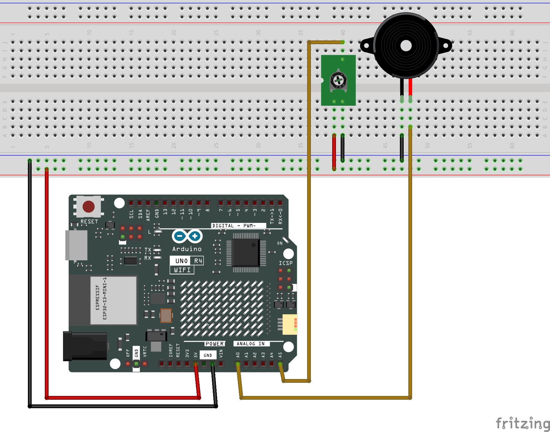 Fritzing Circuit Arduino UNO R4 WiFi DAC Equal Tempered Scale