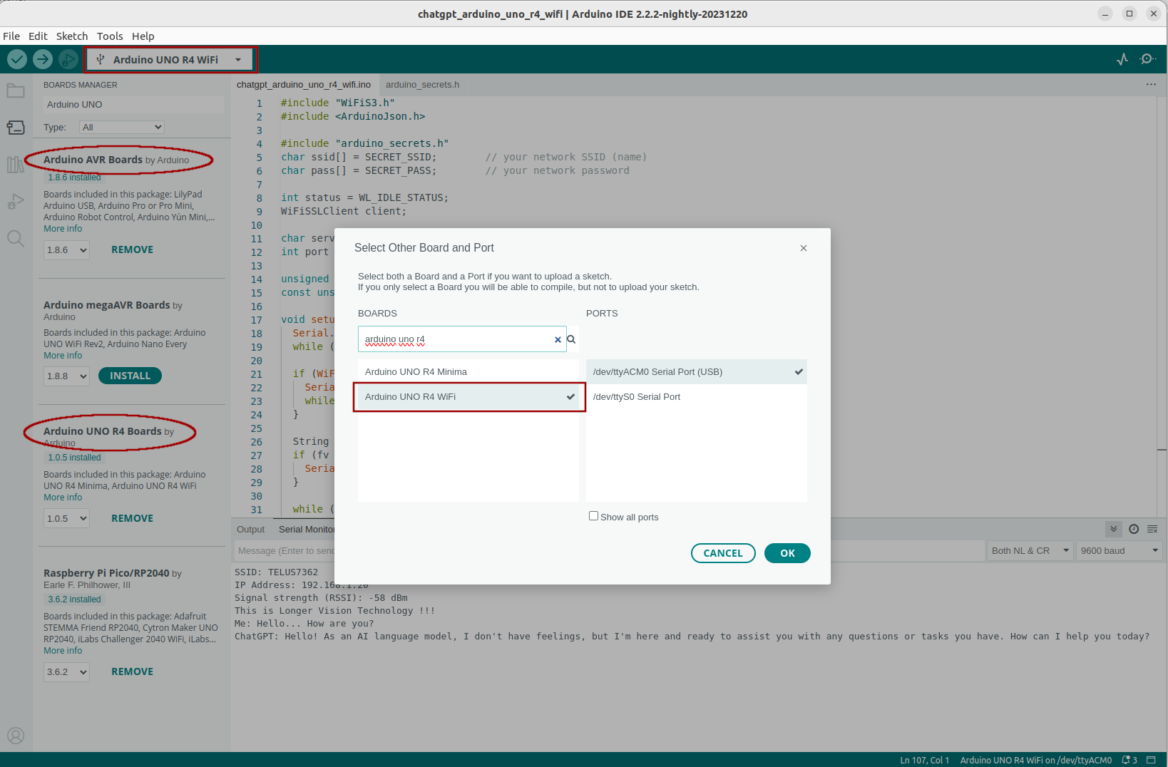 Arduino IDE UNO R4 WiFi