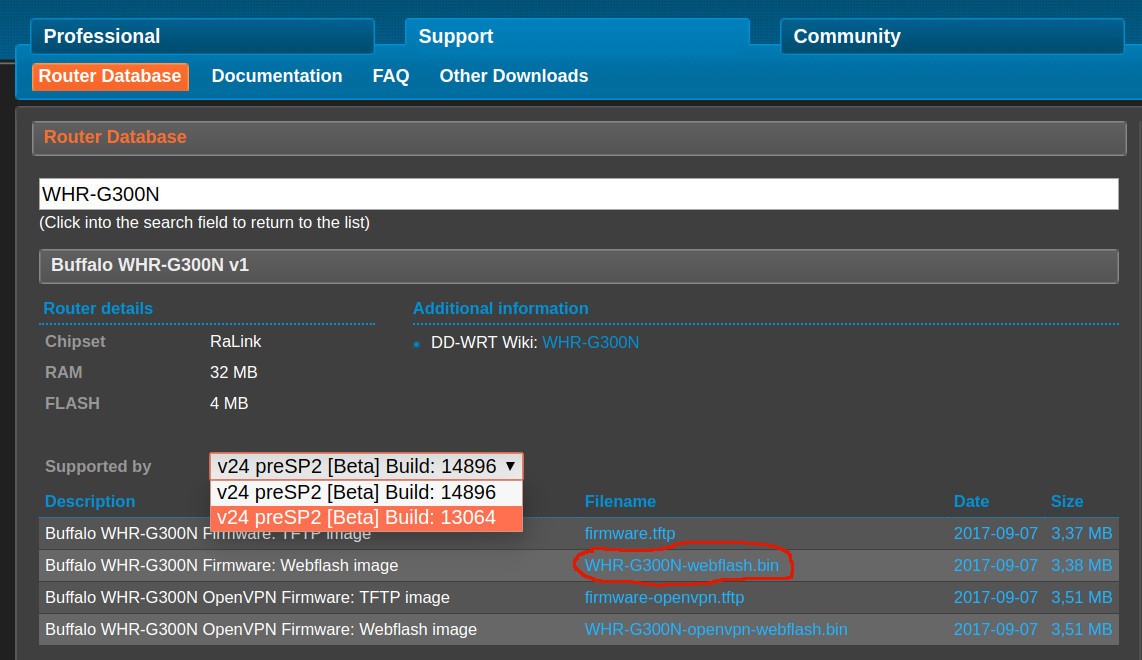 DD-WRT WHR-G300N v1: from 13064 to 14896