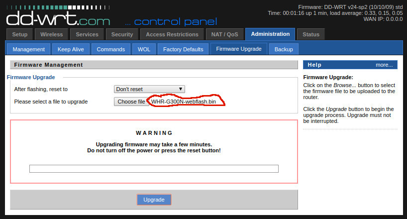 DD-WRT Administration - Firmware Upgrade