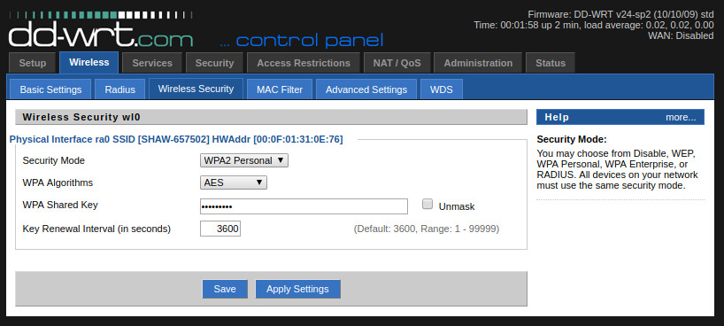 DD-WRT Wireless - Wireless Security