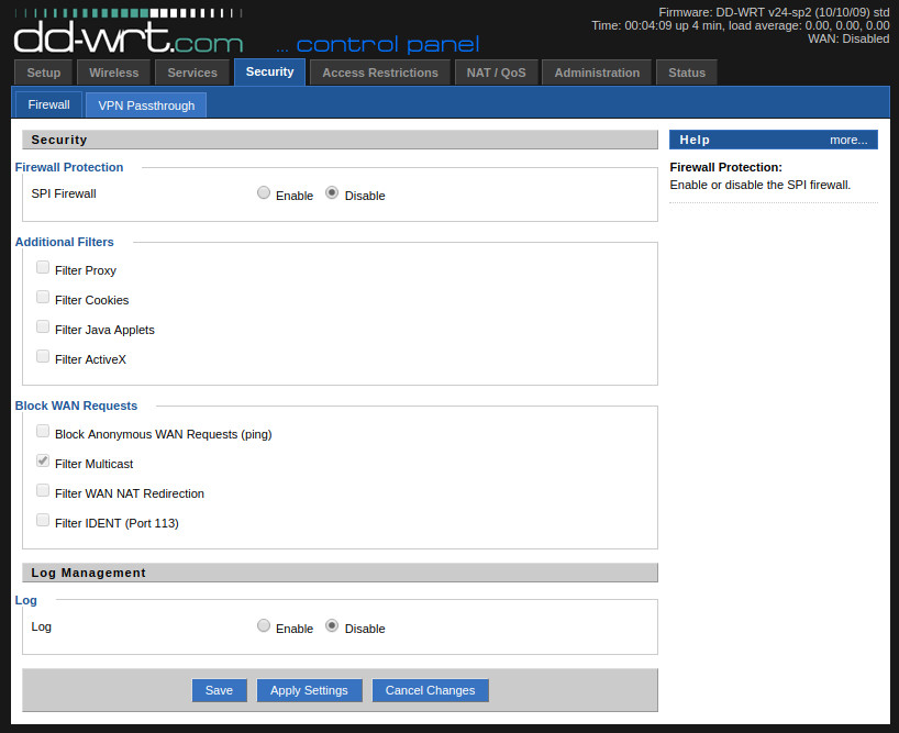 DD-WRT Security - Firewall