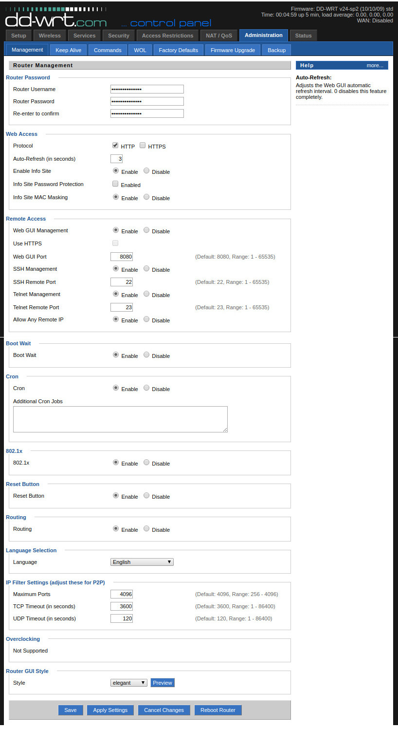 DD-WRT Administration - Management