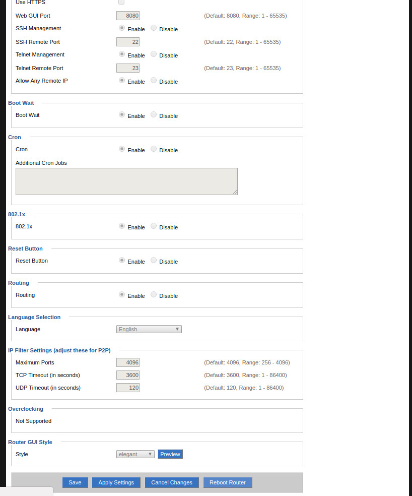 DD-WRT Administration - Management - Reboot Router