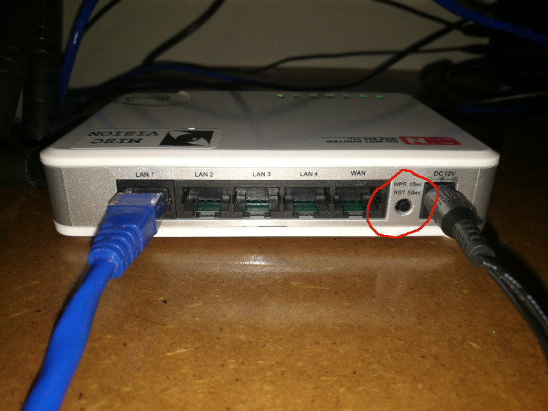 Reset Button at DD-WRT's Back