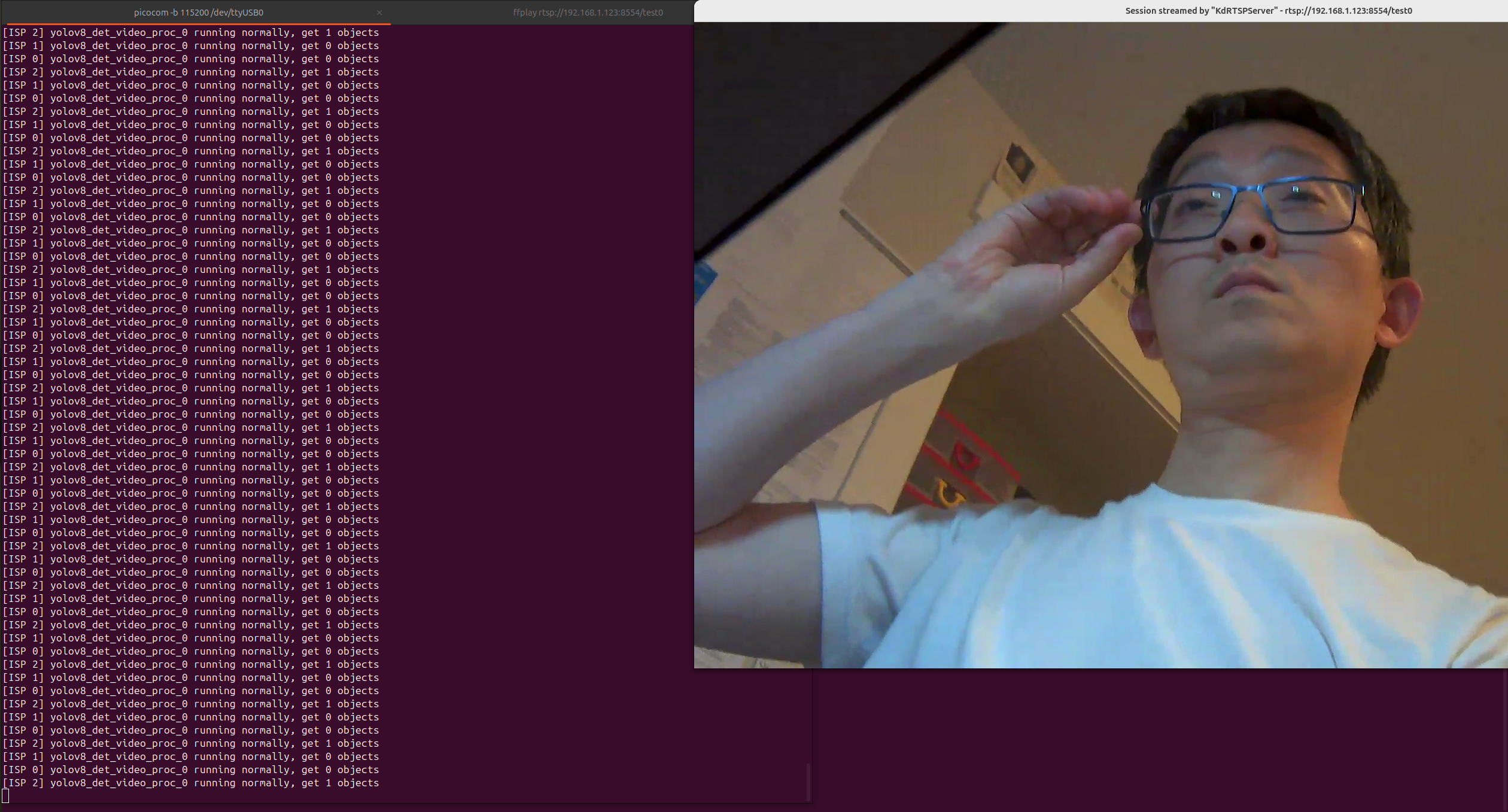 triple_camera_ai_rtsp demonstration - results