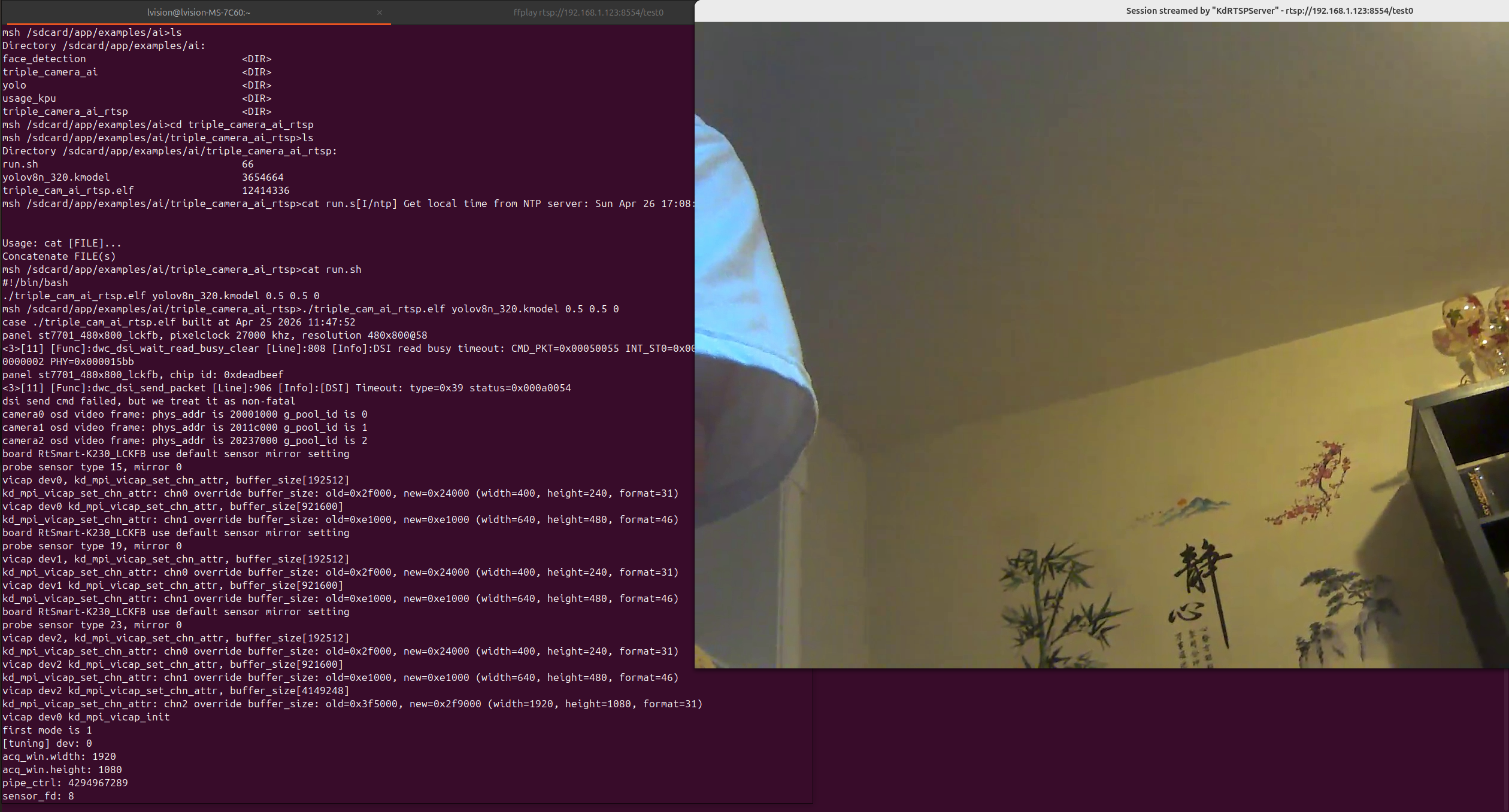 triple_camera_ai_rtsp demonstration - start