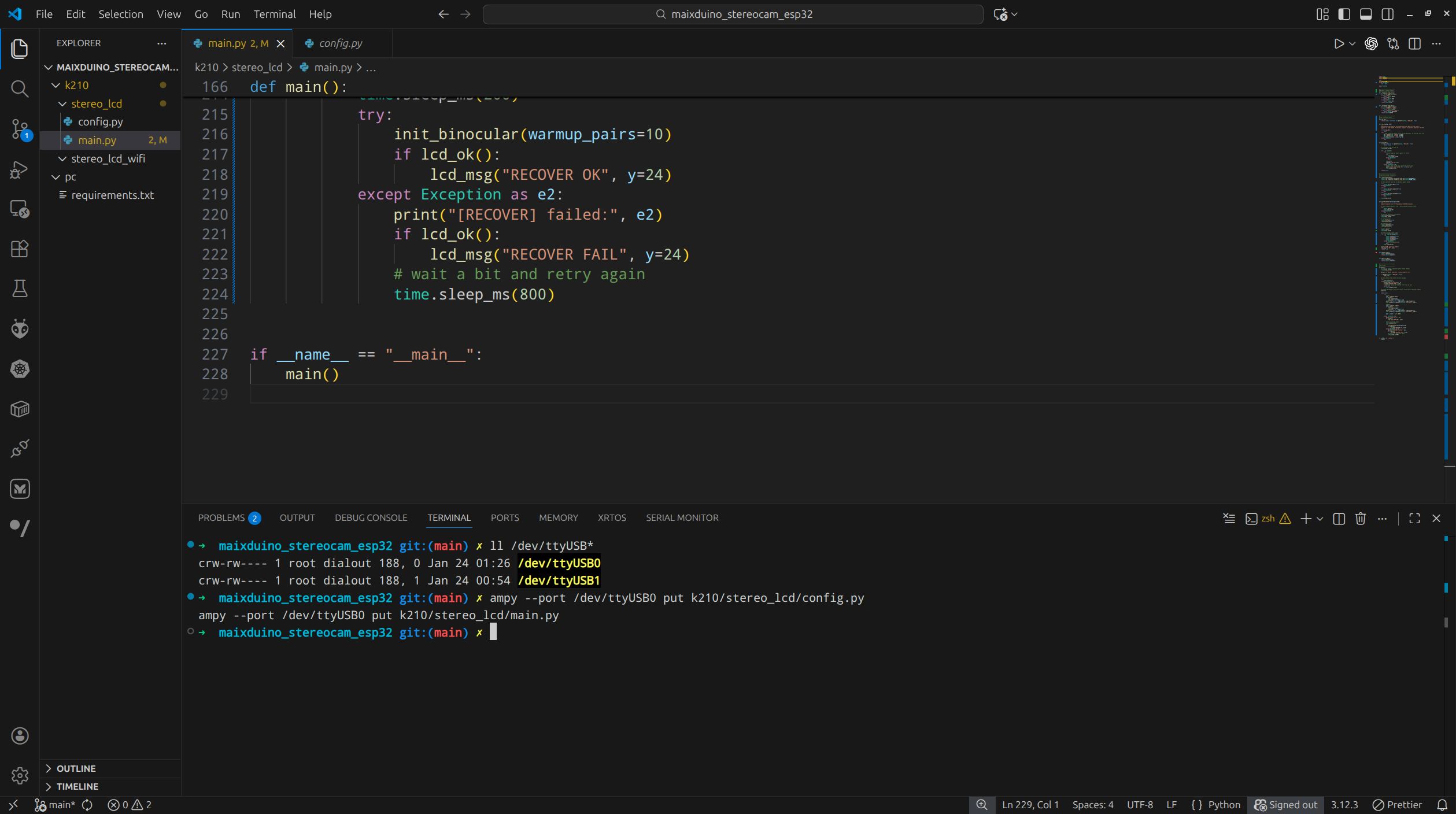 MaixPy-v1 ampy 2 Cameras and LCD