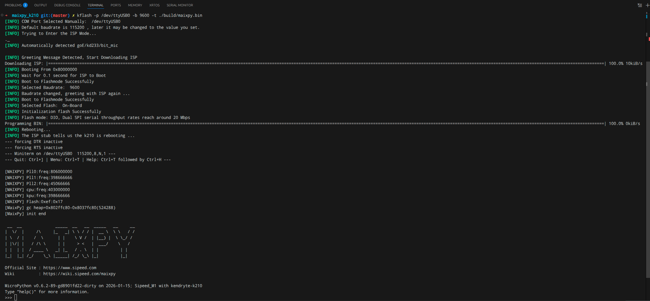 maixpy_k210 flashed