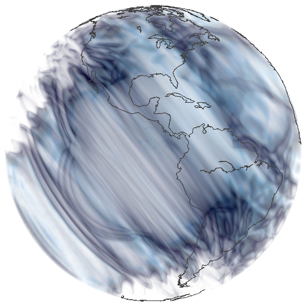 Seismic wavefield snapshot for Kamchatka event