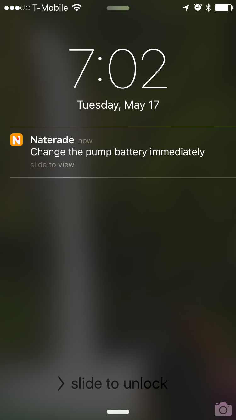 Screenshot of battery change notification