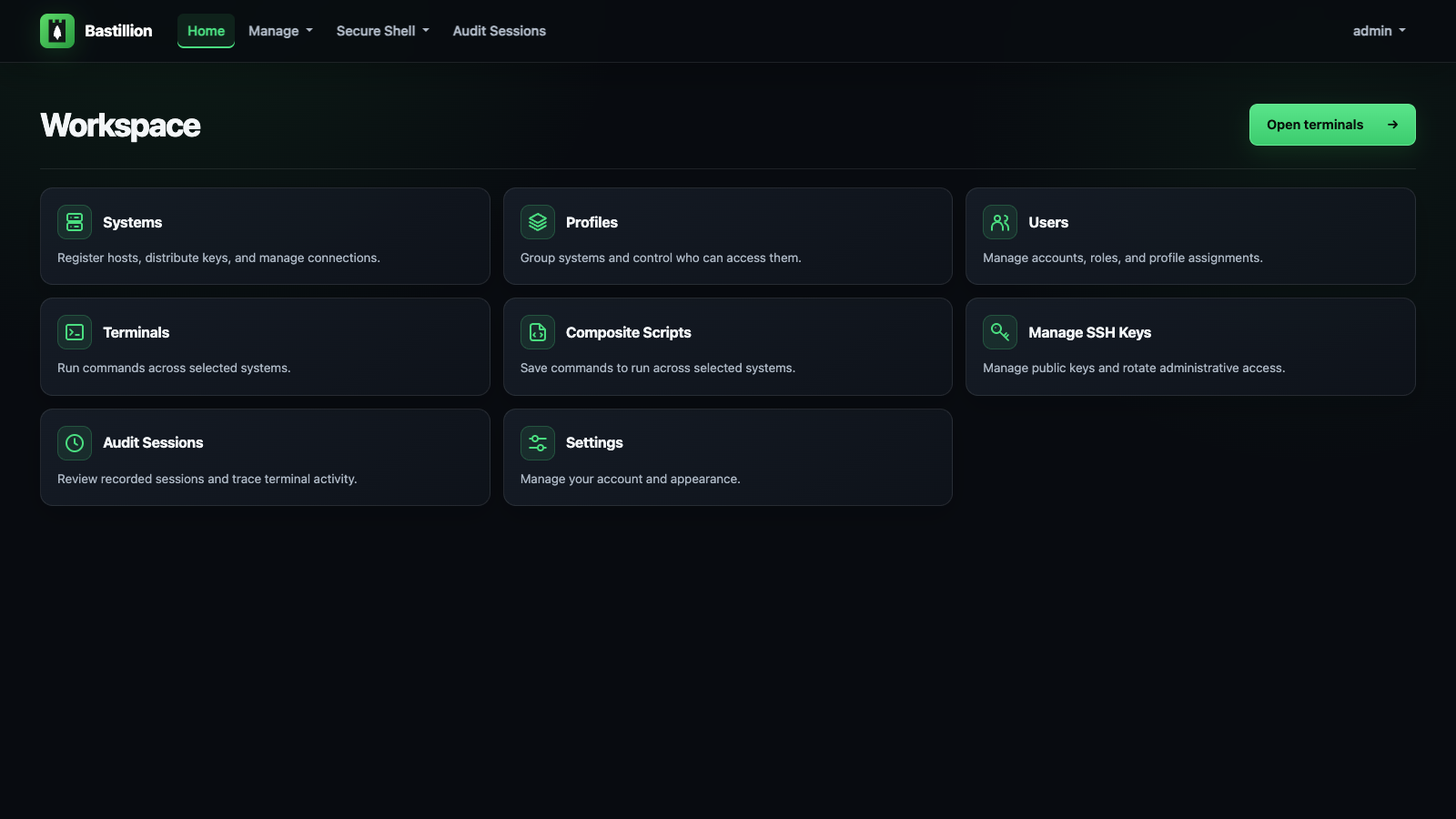 Bastillion main menu