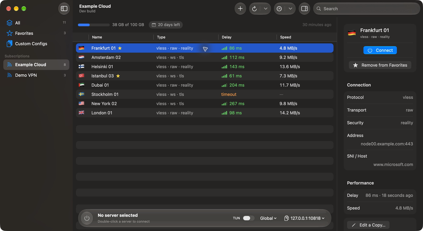 V2Mac main window