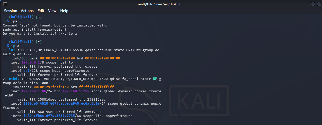 Entorno de apoyo en Kali