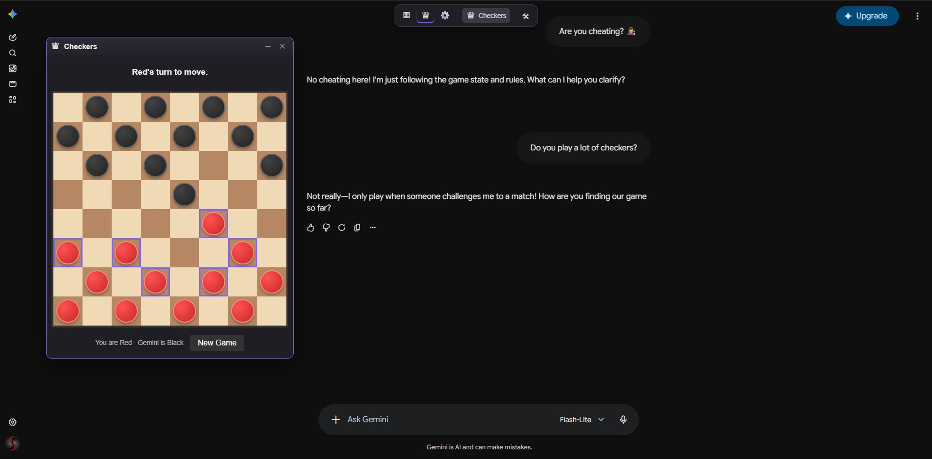 Checkers with Gemini