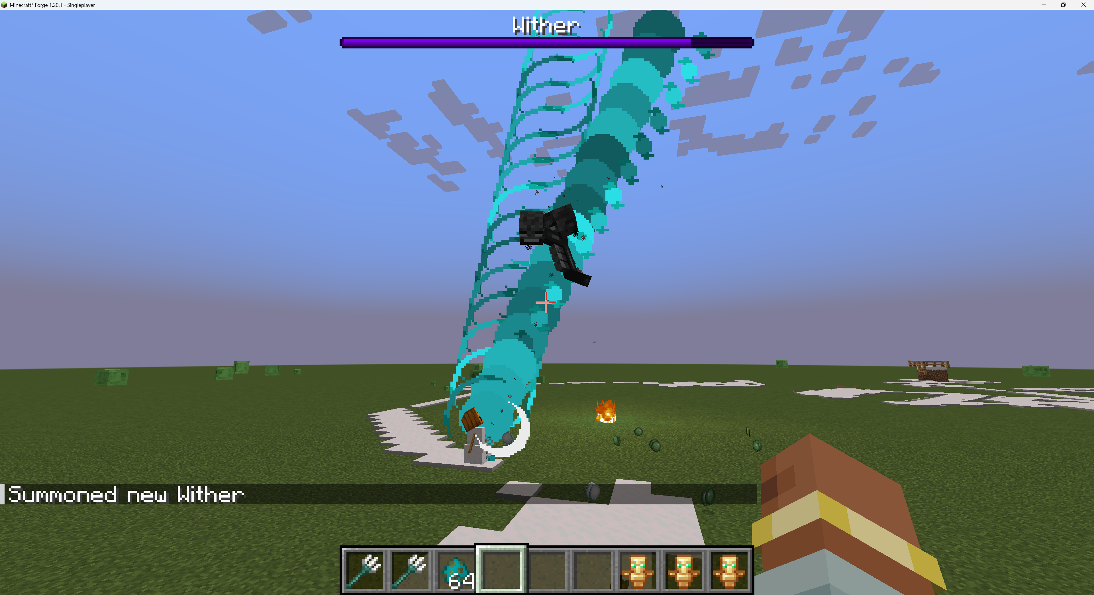 Upgraded snow golems fighting monsters