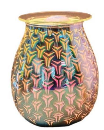 Decorative glass wax warmer with colorful patterned surface for wholesale home fragrance market