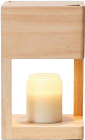 Bamboo candle warmer lamp with wooden frame for melting scented candles without flame