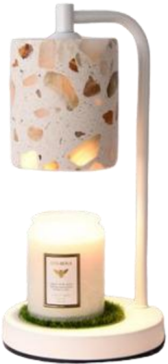 Decorative ceramic candle warmer lamp with round patterned shade for home fragrance use