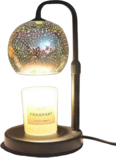 Glass shade candle warmer lamp with decorative pattern for scented candle melting