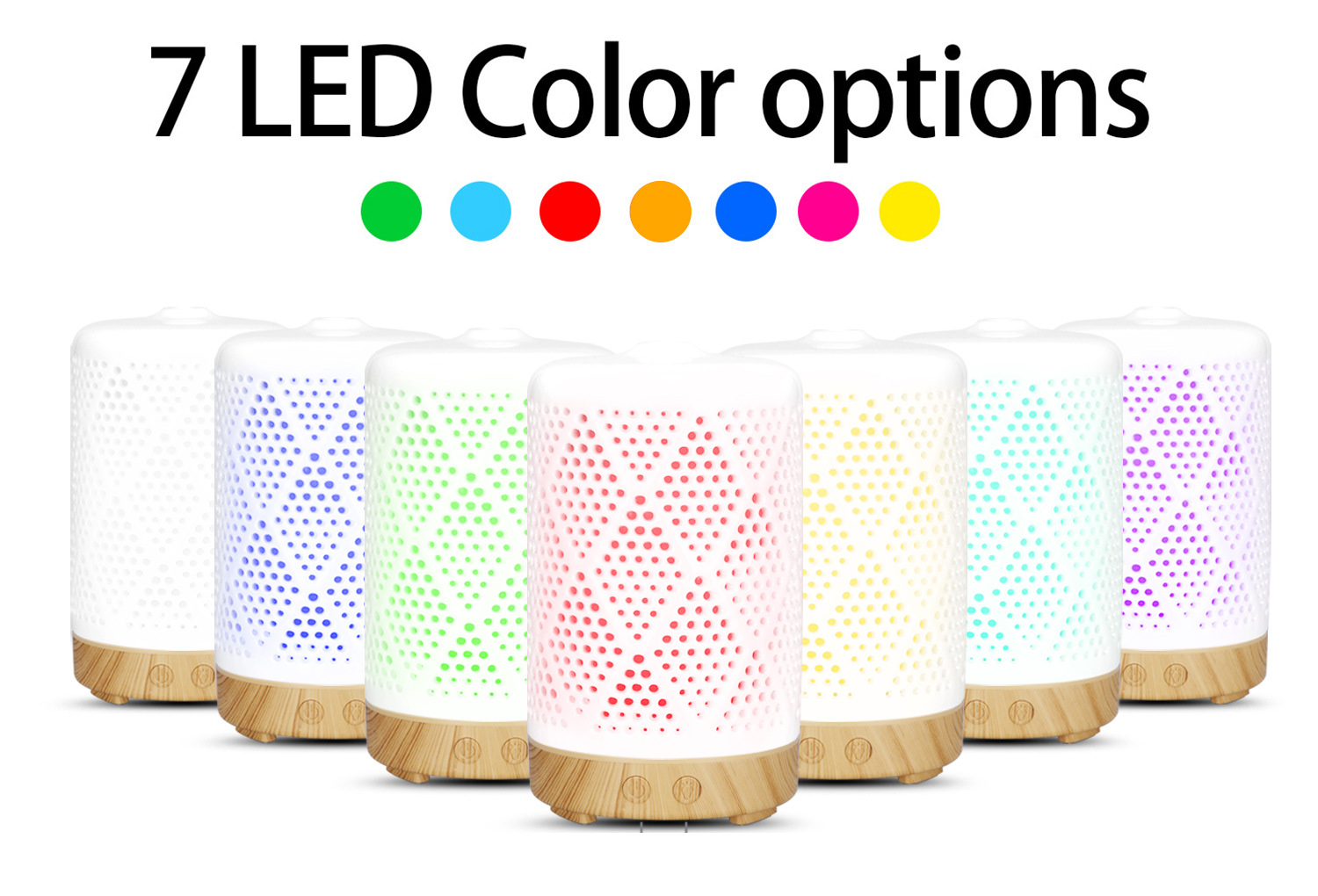 Ceramic aroma diffuser collection with colorful decorative designs and LED light options