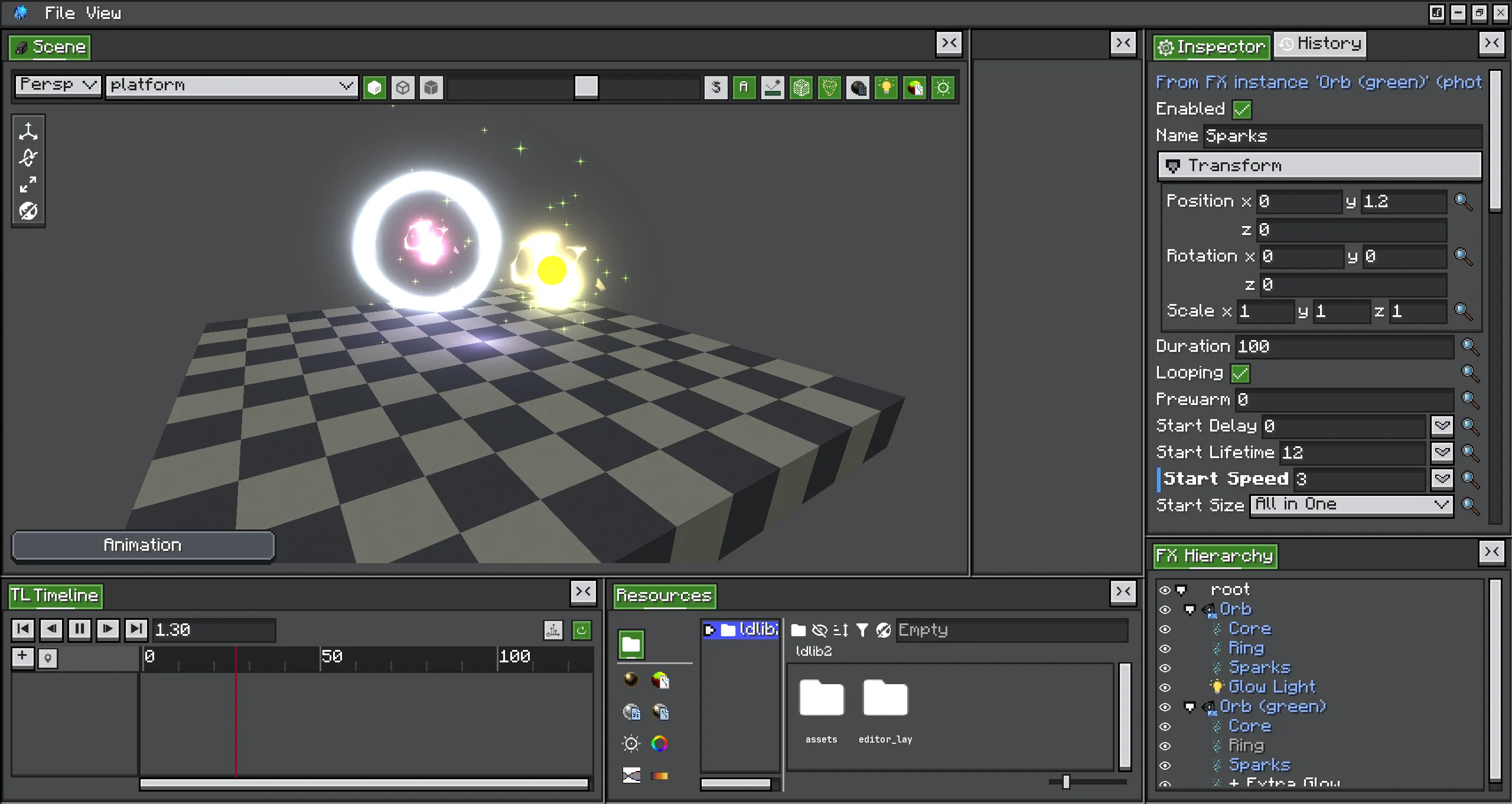 An FX instance in the editor hierarchy