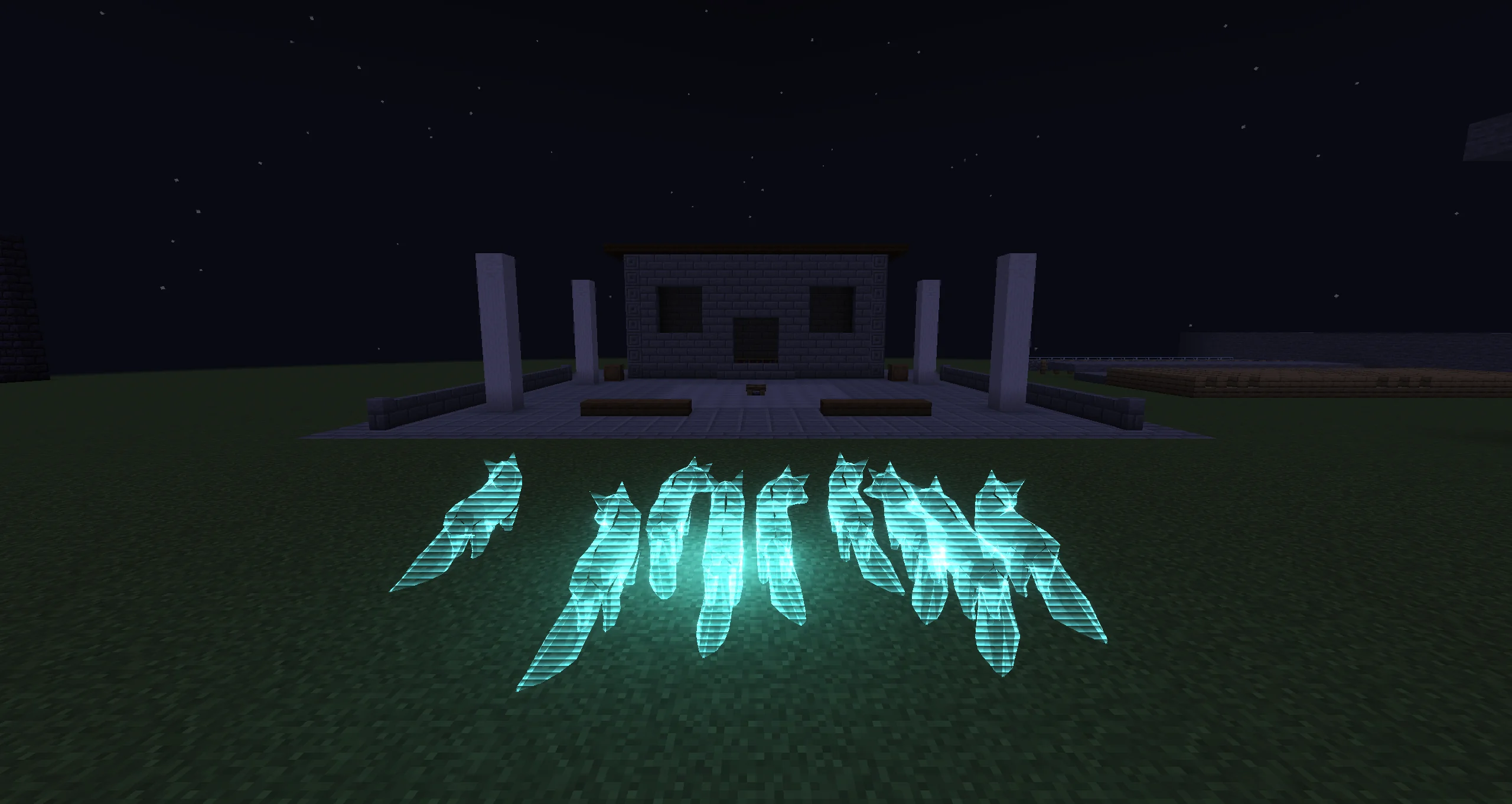 A swarm of animated hologram foxes